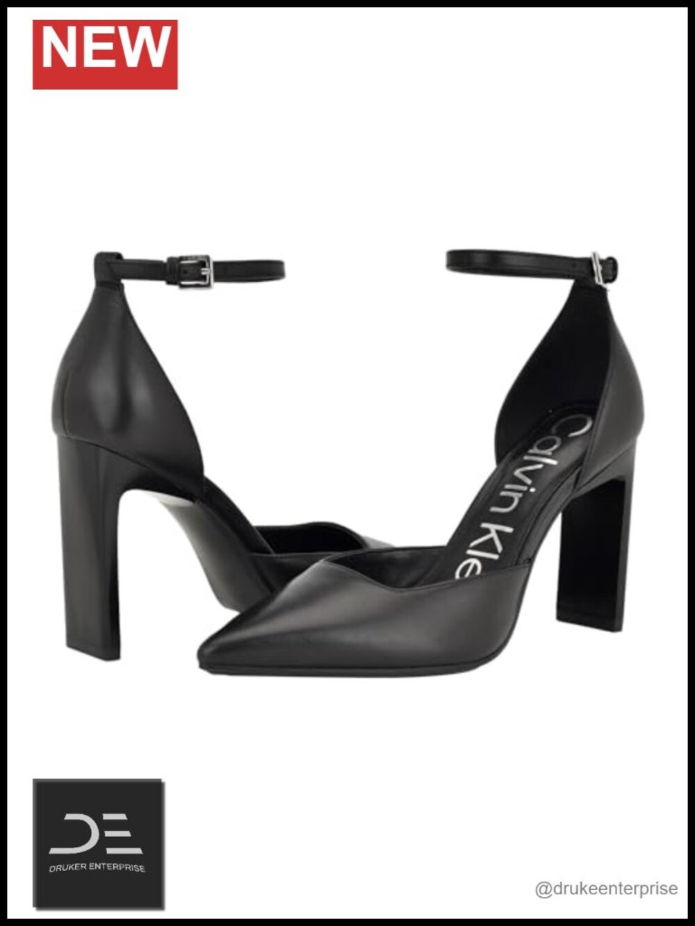 Calvin Klein Carcie Leather Stiletto Heel Dress Pumps